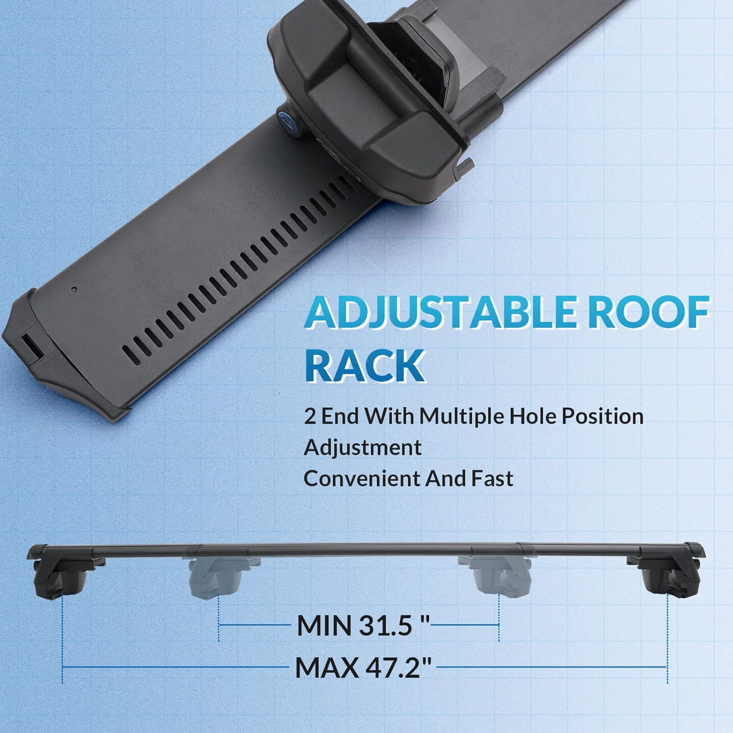 Roof Rack Cross Bars Adjustable Lockable Aluminum Black 7k