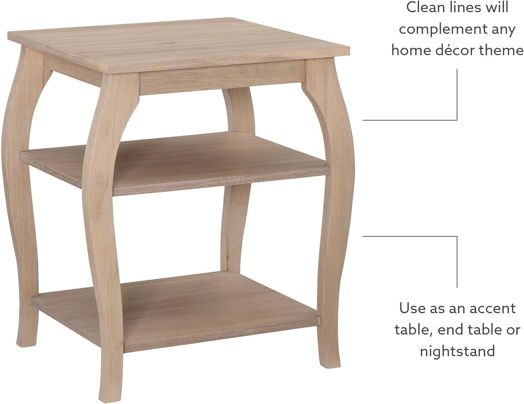 Wooden Side Table with Curved Legs and Shelves k7