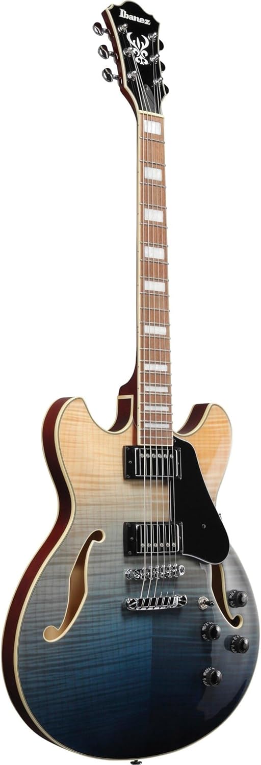 Semi-Hollow Electric Guitar Transparent Indigo Fade k7