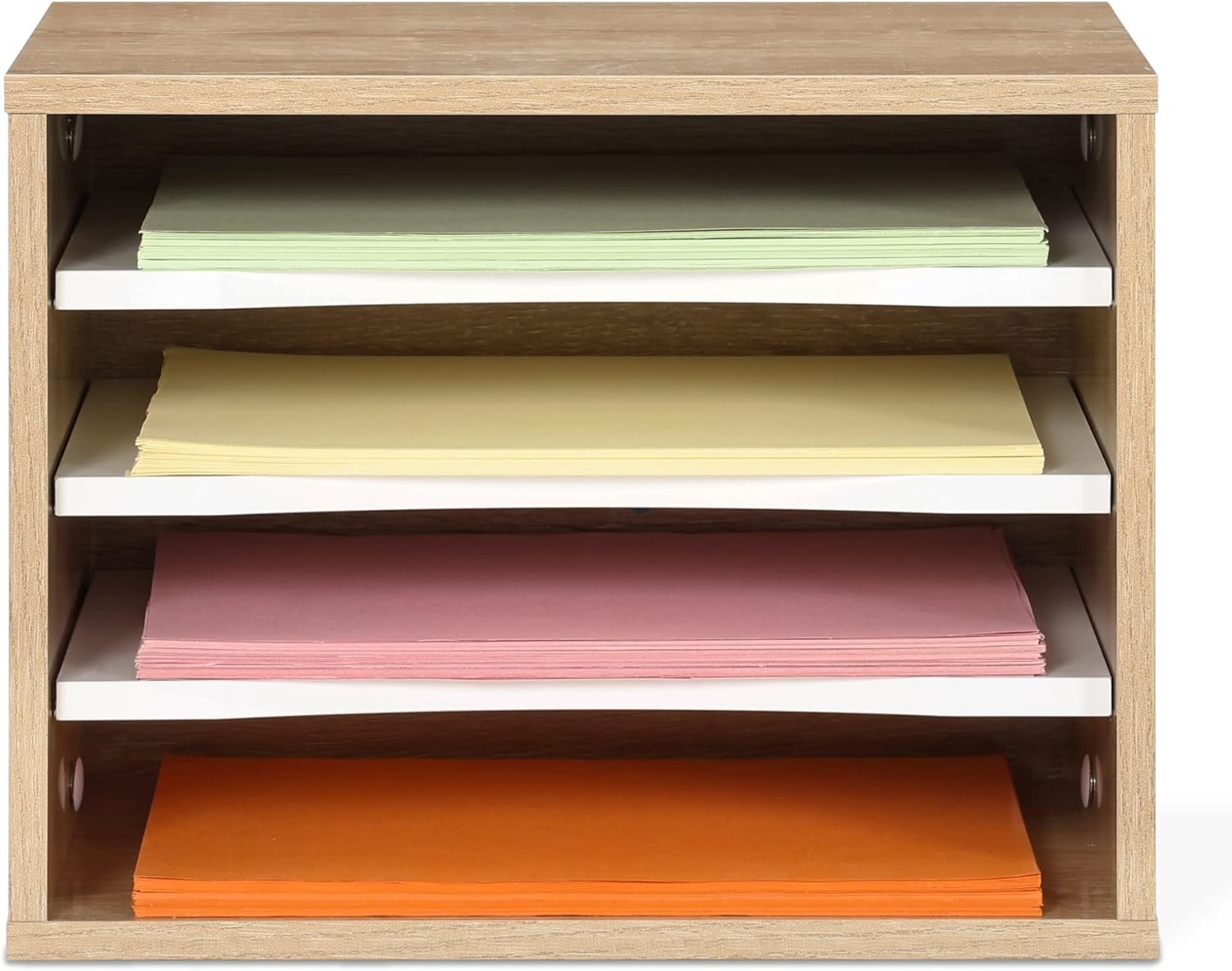 Monitor Stand with Paper Sorter Organizer, Light Wood k7m