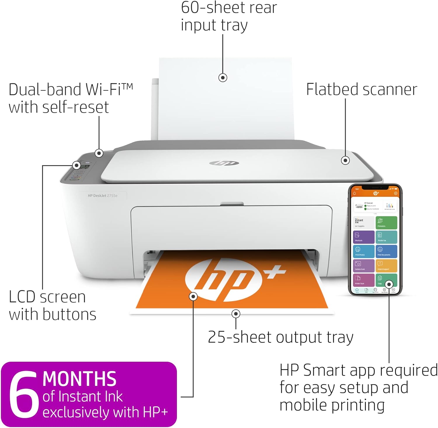 Wireless Color All-in-One Printer with Instant Ink 2 Pack q7m