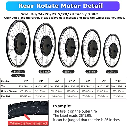 Electric Bike Conversion Kit 48V 1500W Rear Hub Motor 27.5 Inch Wheel k7