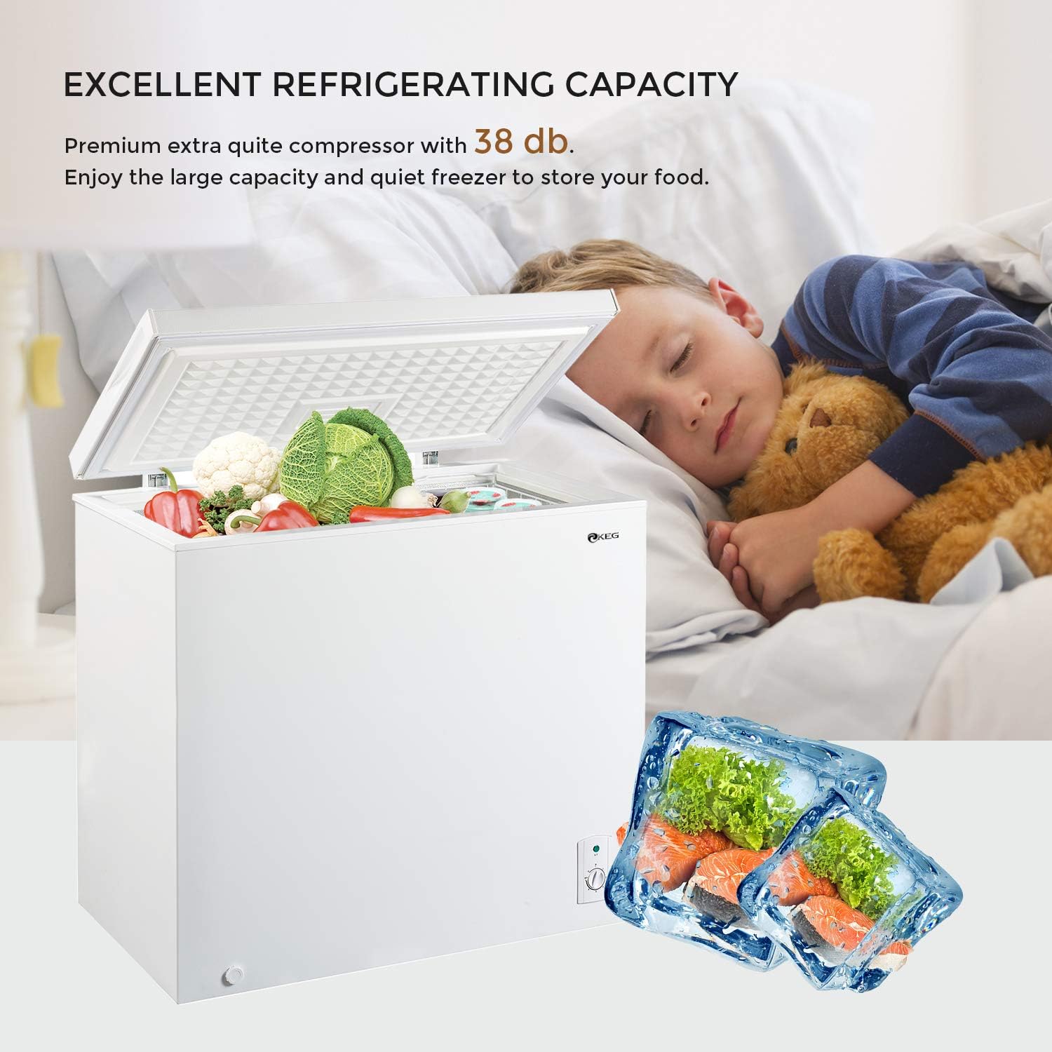 7.0 Cubic Feet Chest Freezer with Adjustable Thermostat and Storage Basket k9m