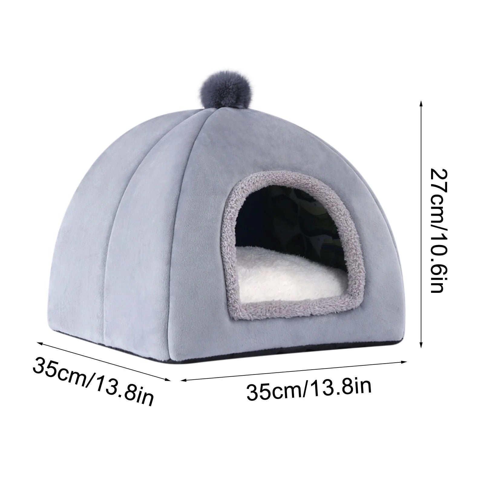Cat Bed Pet Tent Cozy Cave Indoor Sleeping Cushion Gray 7k