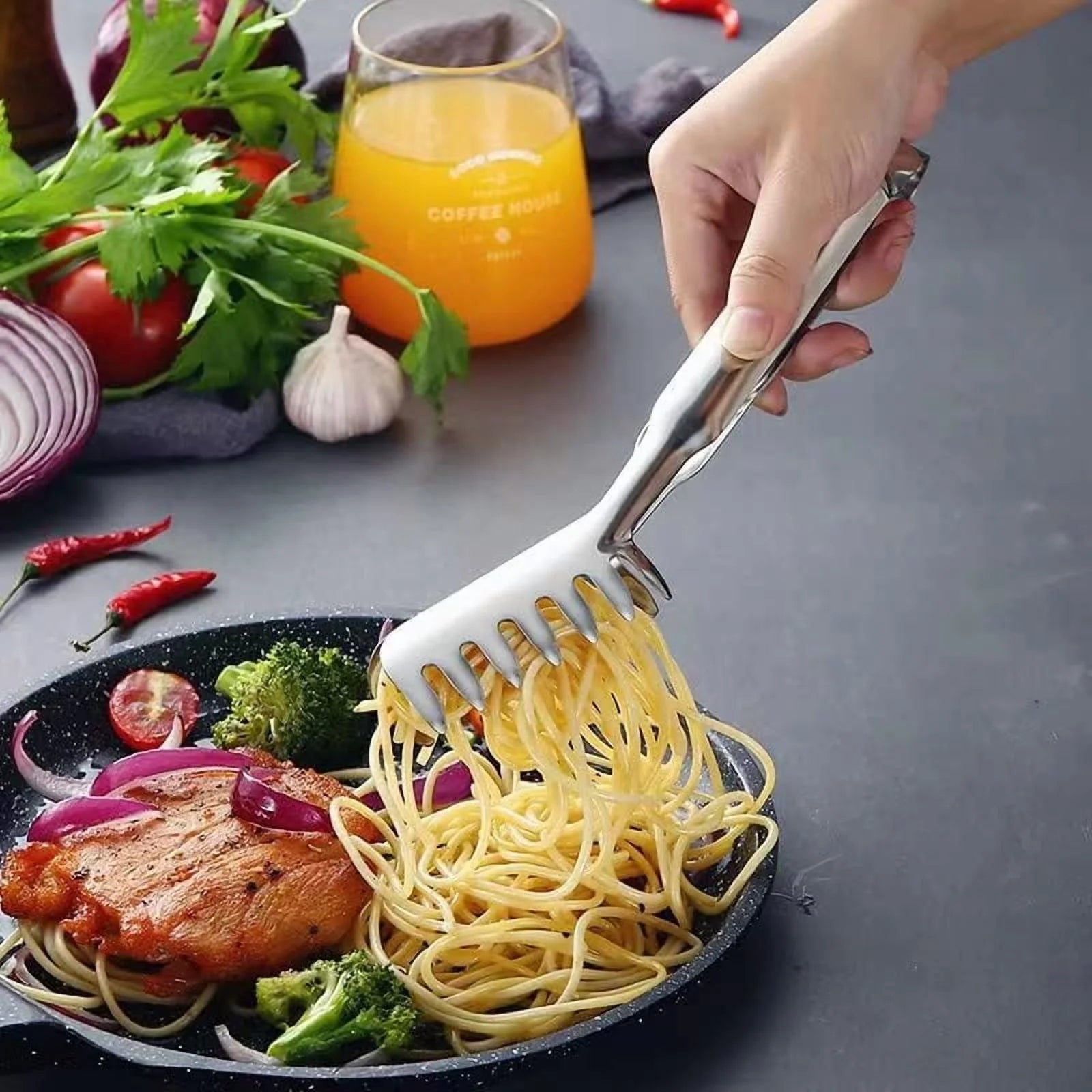 Spaghetti Pasta Tongs Set, Stainless Steel, 12 Inch a7
