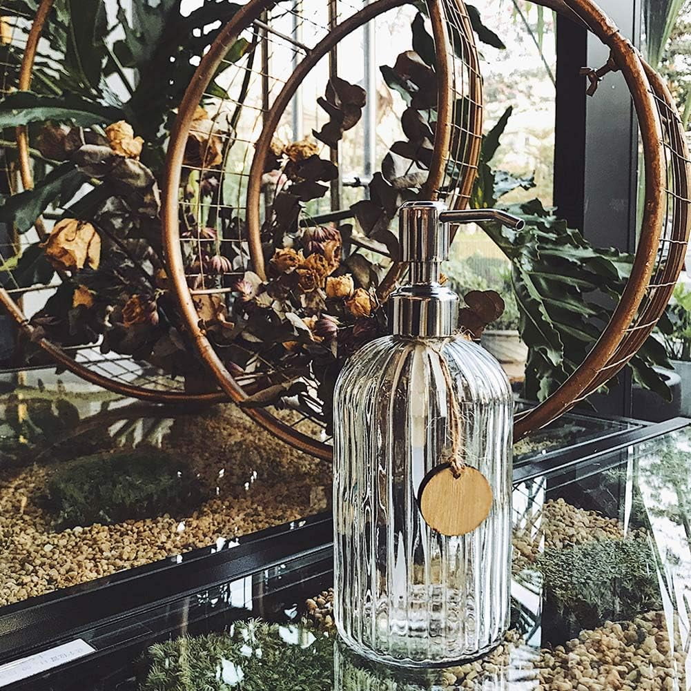 Clear Glass Soap Dispenser with Stainless Steel Pump a7k