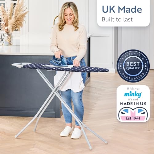 Freestanding Full Size Ironing Board with Iron Rest 43x14 Grey k7m