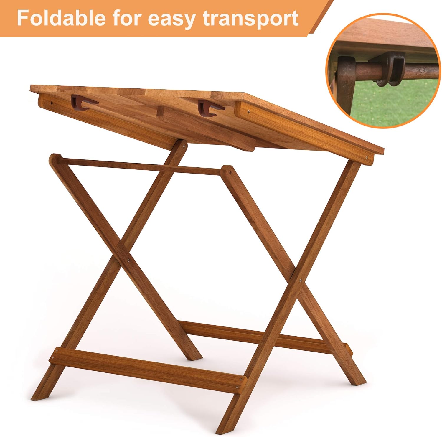 Wood Folding Indoor Outdoor Table 29.5x29.5x28.7 Golden Teak k7