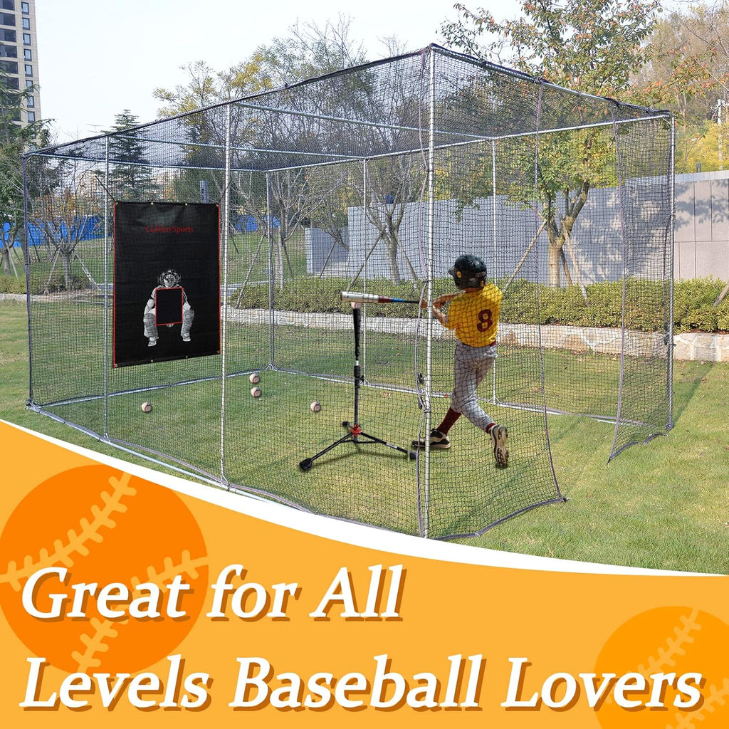 Batting cage with wheels for backyard 16x10x8ft a7