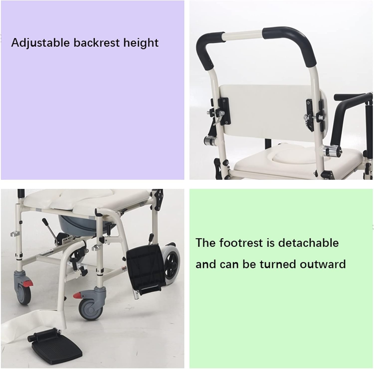 Bedside Toilet Rolling Shower Wheelchair for Elderly Transfer a7