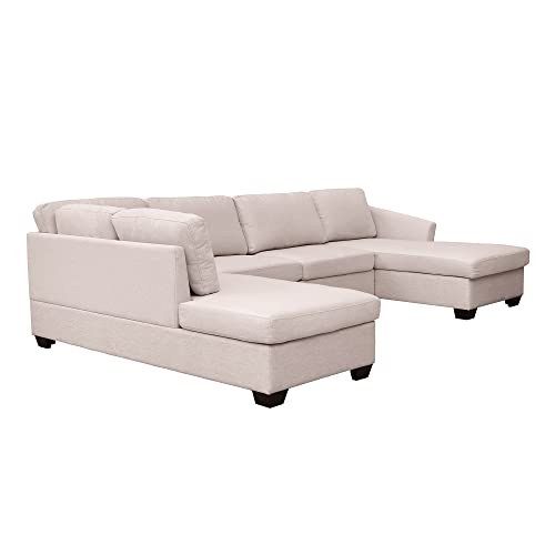 Beige U-Shape Sectional Sofa with Double Chaise Lounge k7m