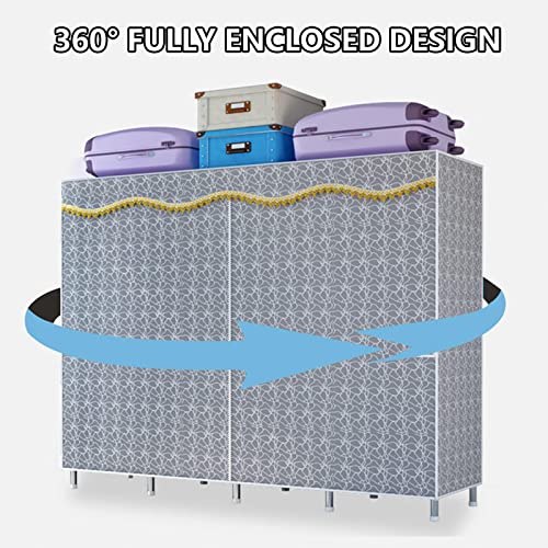Portable Canvas Wardrobe with Hanging Rail and Shelves a7k