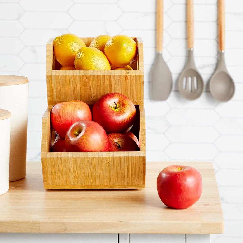 Bamboo Storage Bins 2 Pack for Kitchen Pantry a7