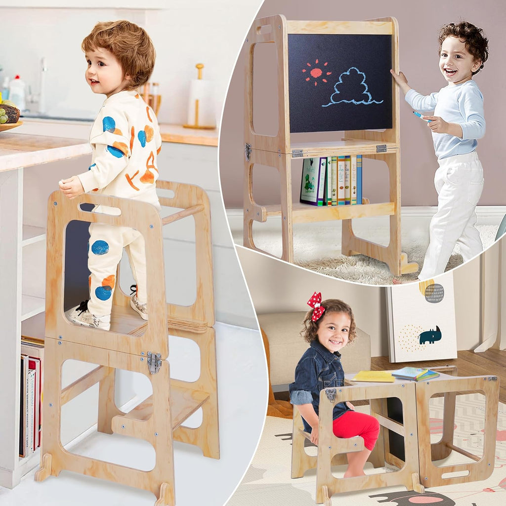 Toddler Standing Tower with Safety Rail for Kitchen Learning a7