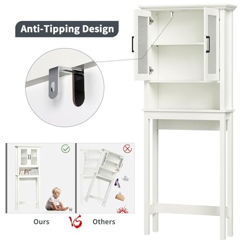 Over The Toilet Storage Cabinet with Glass Doors and Adjustable Shelf Espresso k7