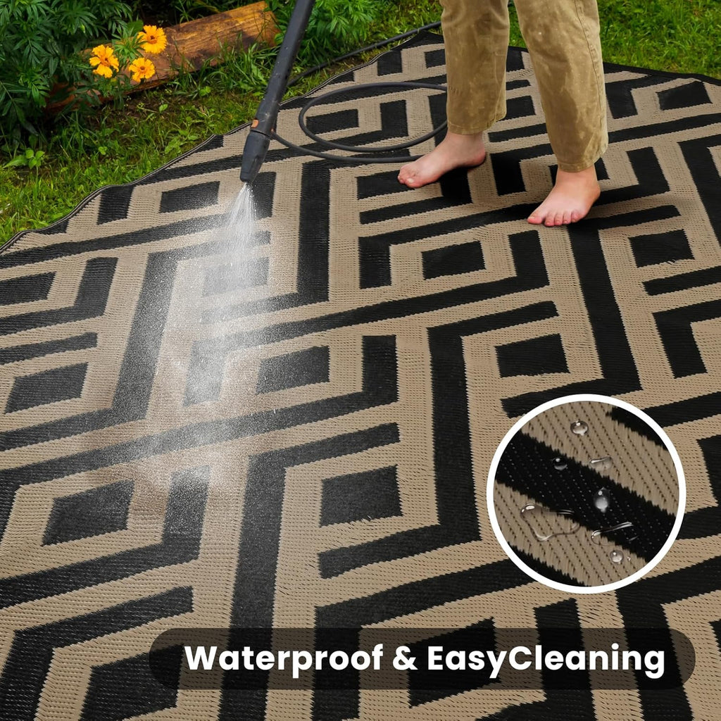 Outdoor Patio Rug with Carry Bag Waterproof Reversible Picnic Mat k7