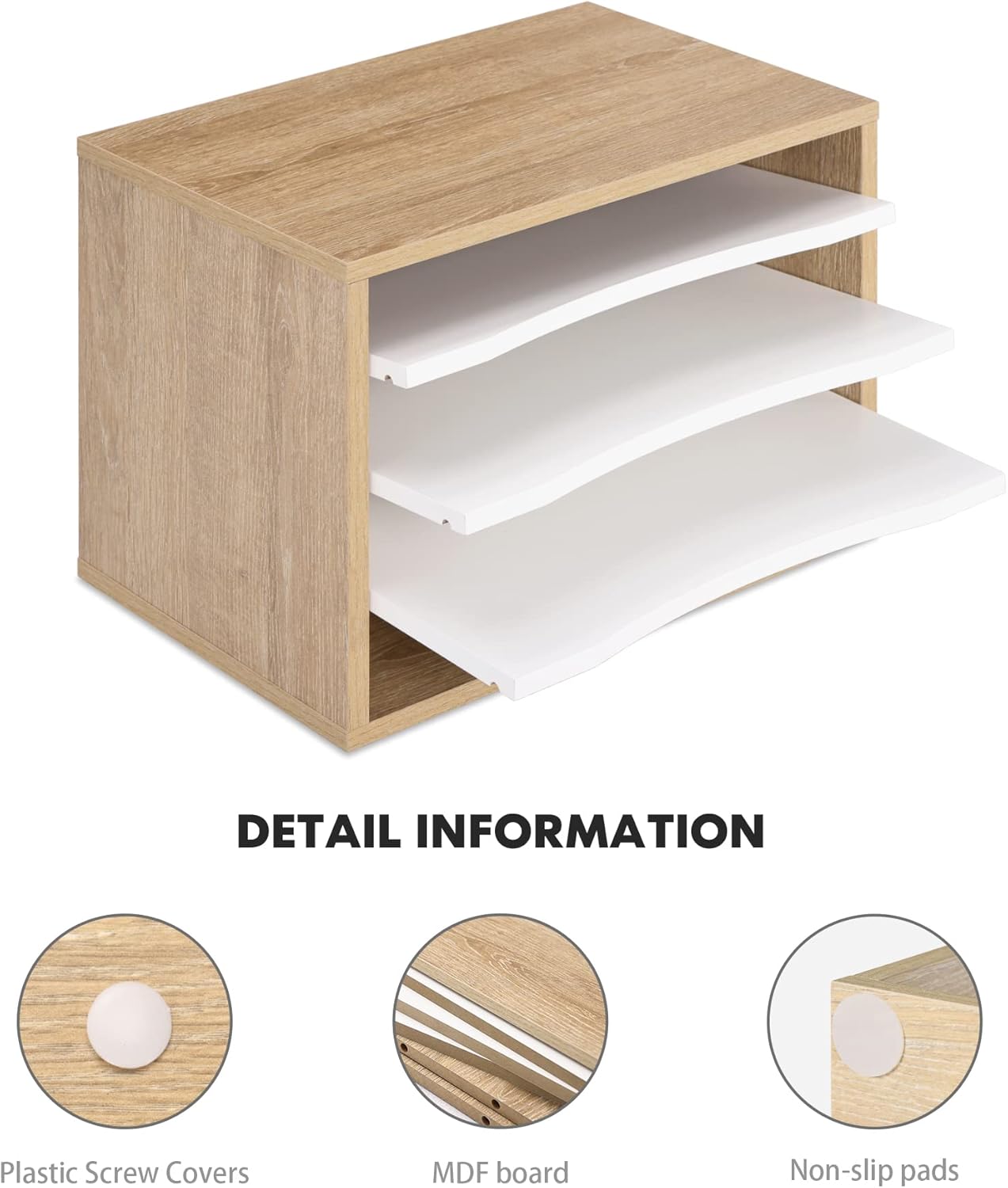 Monitor Stand with Paper Sorter Organizer, Light Wood k7m