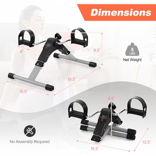 Mini Exercise Bike Folding Under Desk Pedal Exerciser LCD Display Adjustable Resistance Portable A7