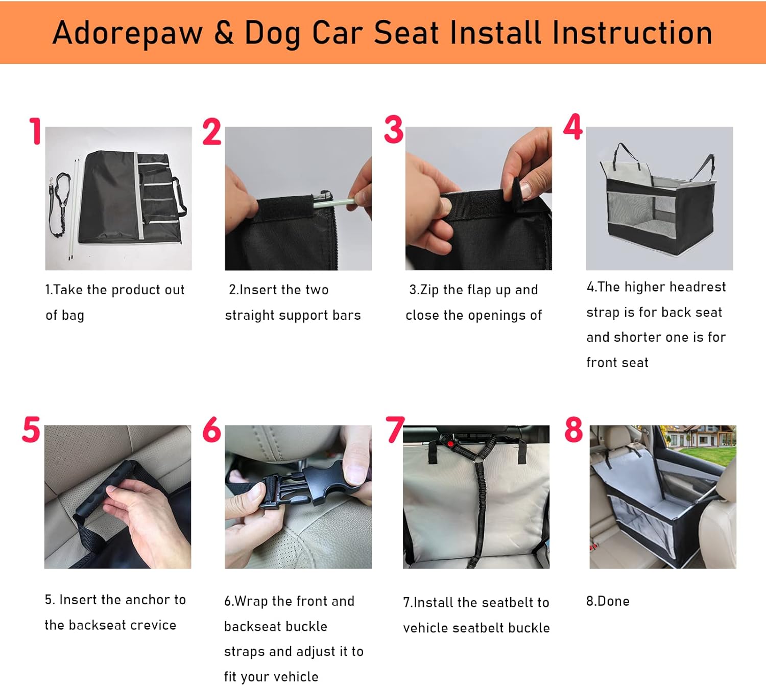 Dog Car Seat for Large Dogs with Seat Extender k7m
