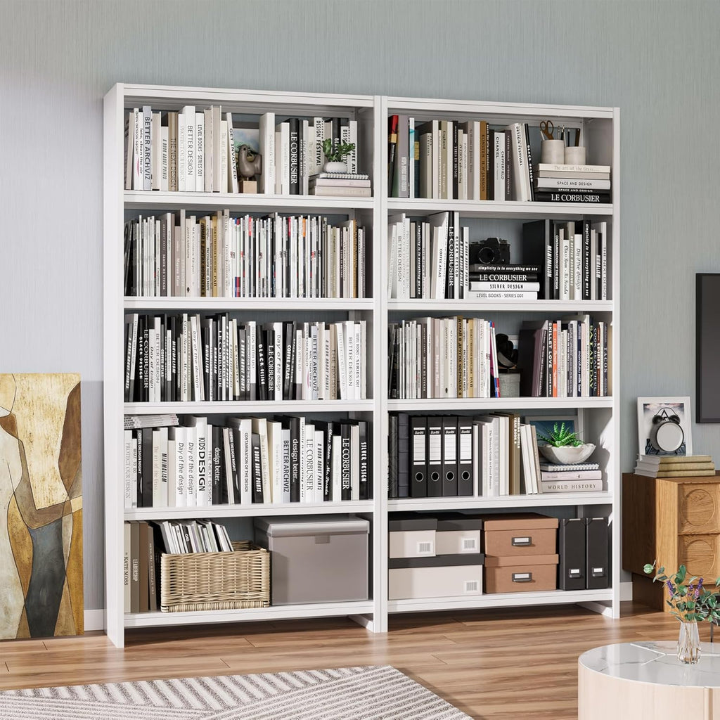 White Bookcase 5 Tier Storage Shelving Unit a7