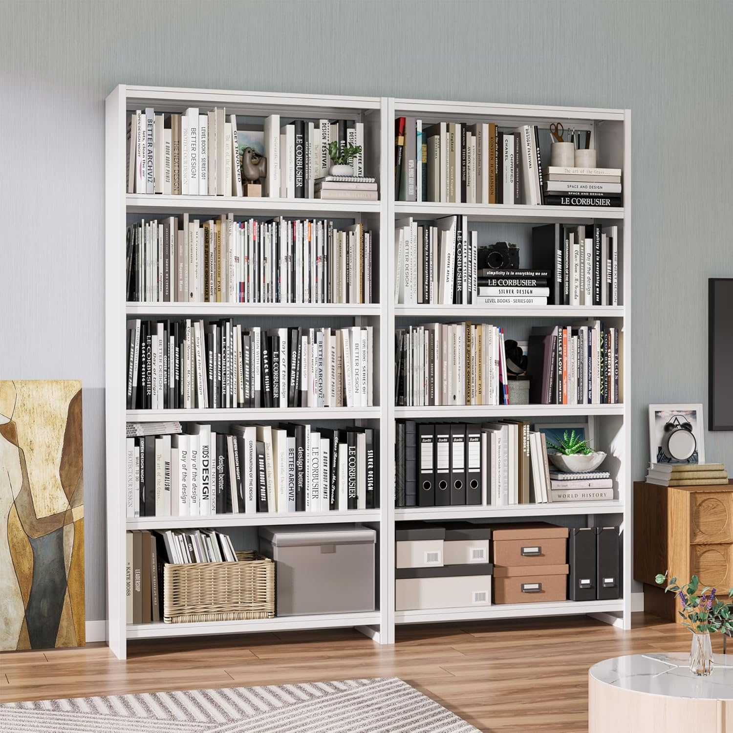 White Bookcase 5 Tier Storage Shelving Unit a7