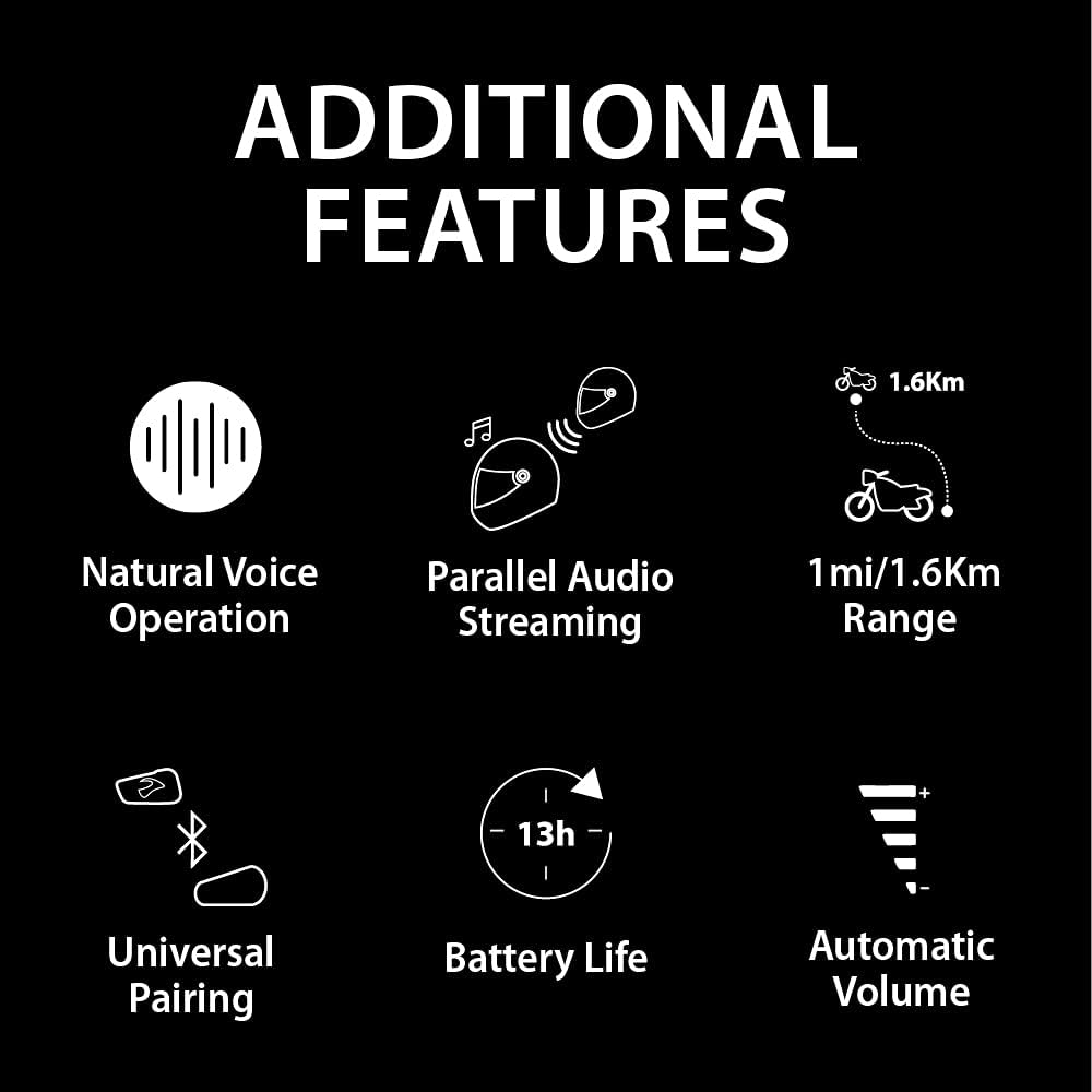 Motorcycle Bluetooth Communication Headset Black Single Pack a7