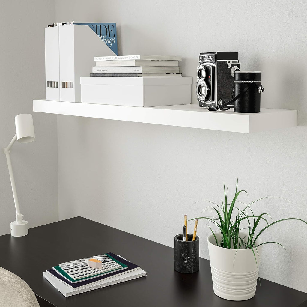 Wall shelf white 26x110 cm with mounting hardware k7