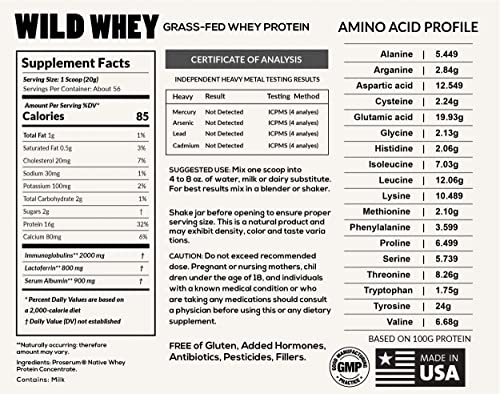 Grass-Fed Whey Protein Cold Process Unflavored 480g k7
