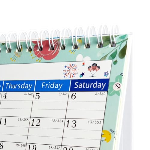 Desk Calendar 12 Months with To-Do List, Pink Floral a7