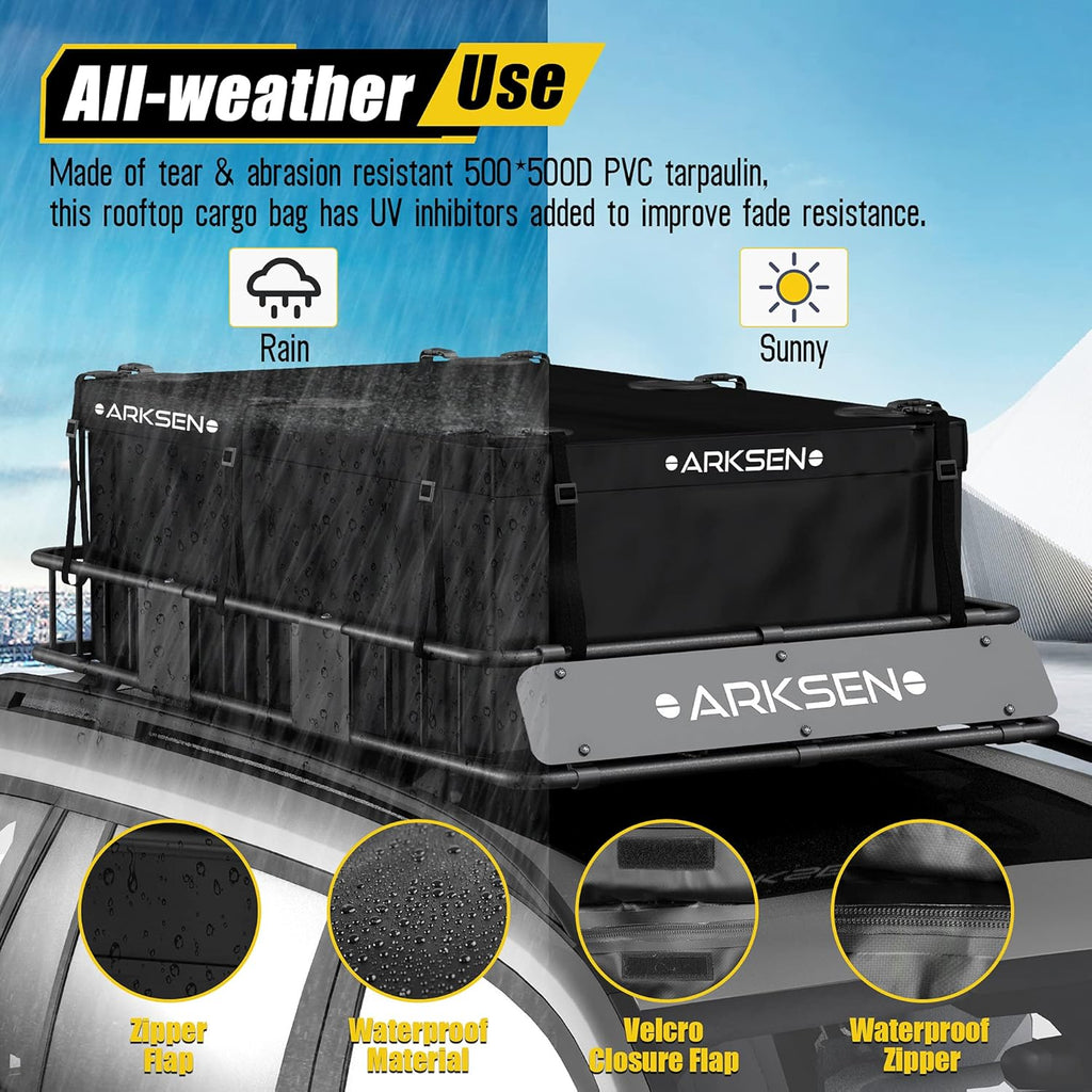 Roof Rack Cargo Basket with Soft-Shell Carrier for SUV Trucks Cars Black k7m