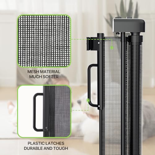 Retractable Mesh Safety Gate for Doorways Stairs 34in White a7