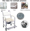 Frezon Multifunction Wheeled Mobile Toilet Commode Shower Chair Wheelchair with Wheels for Elderly,It can confidently holds up to 136KG/ 300 pounds