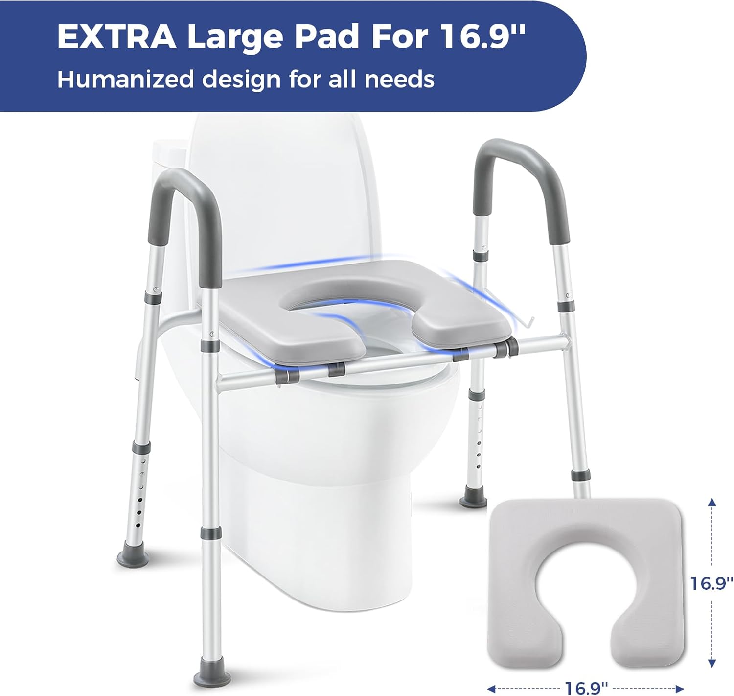 Elevated Toilet Seat Riser with Handles, Adjustable Width Height7k