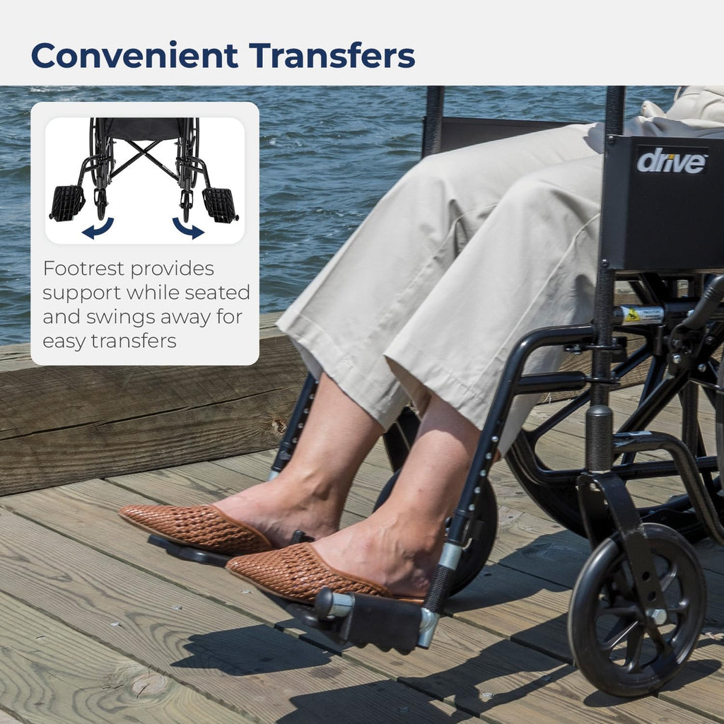 Folding Transport Wheelchair with Removable Footrest Commode Chair k7m