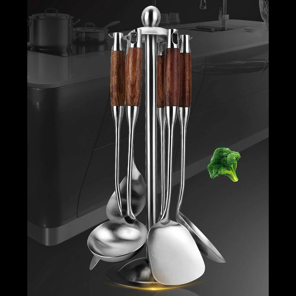 Stainless Steel Kitchen Utensils Set with Holder 7pcs a9