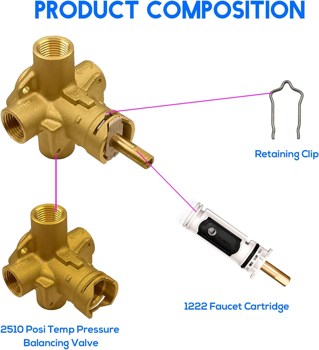 Brass Tub and Shower Valve 1/2 Inch IPS with Cartridge a7