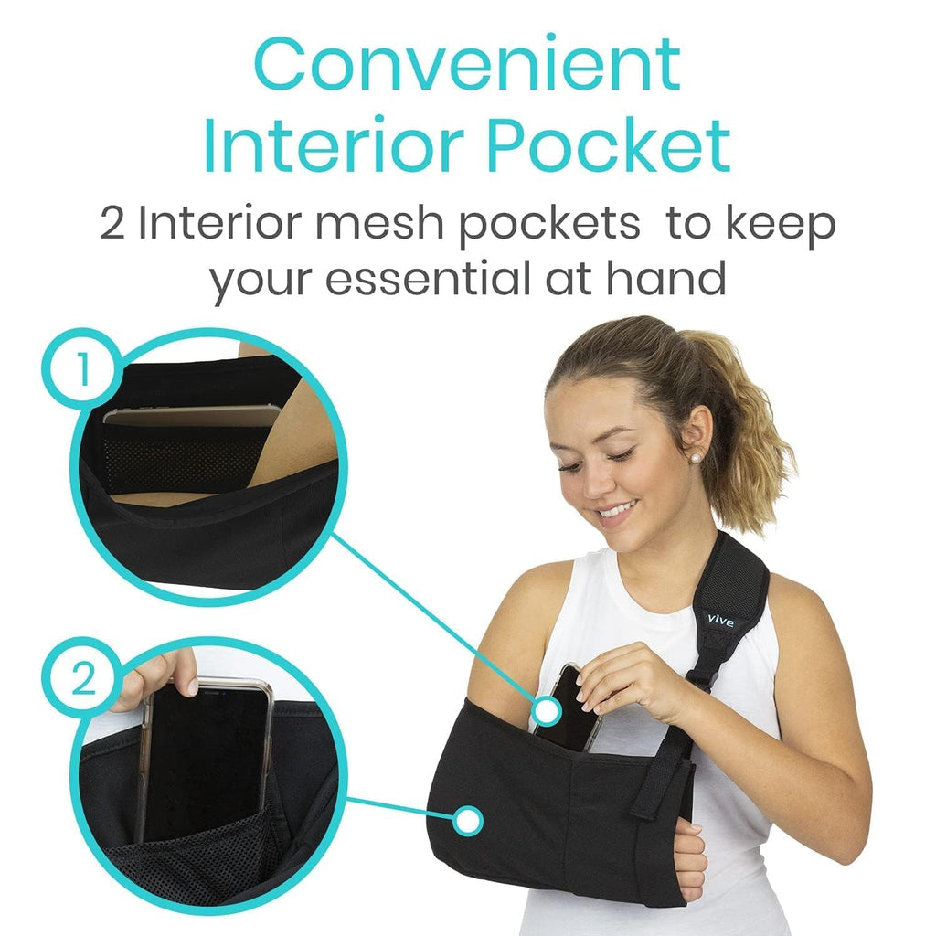 Arm Sling Shoulder Immobilizer Left Right Adjustable Padded Straps Black k7