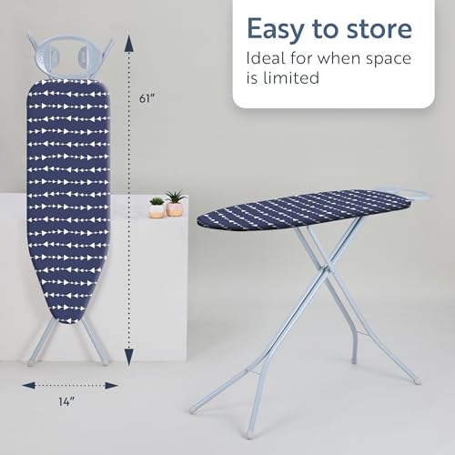 Freestanding Full Size Ironing Board with Iron Rest 43x14 Grey k7m