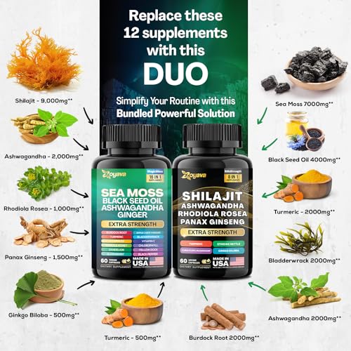 Sea Moss & Shilajit Supplement Bundle 7000mg x2 k7