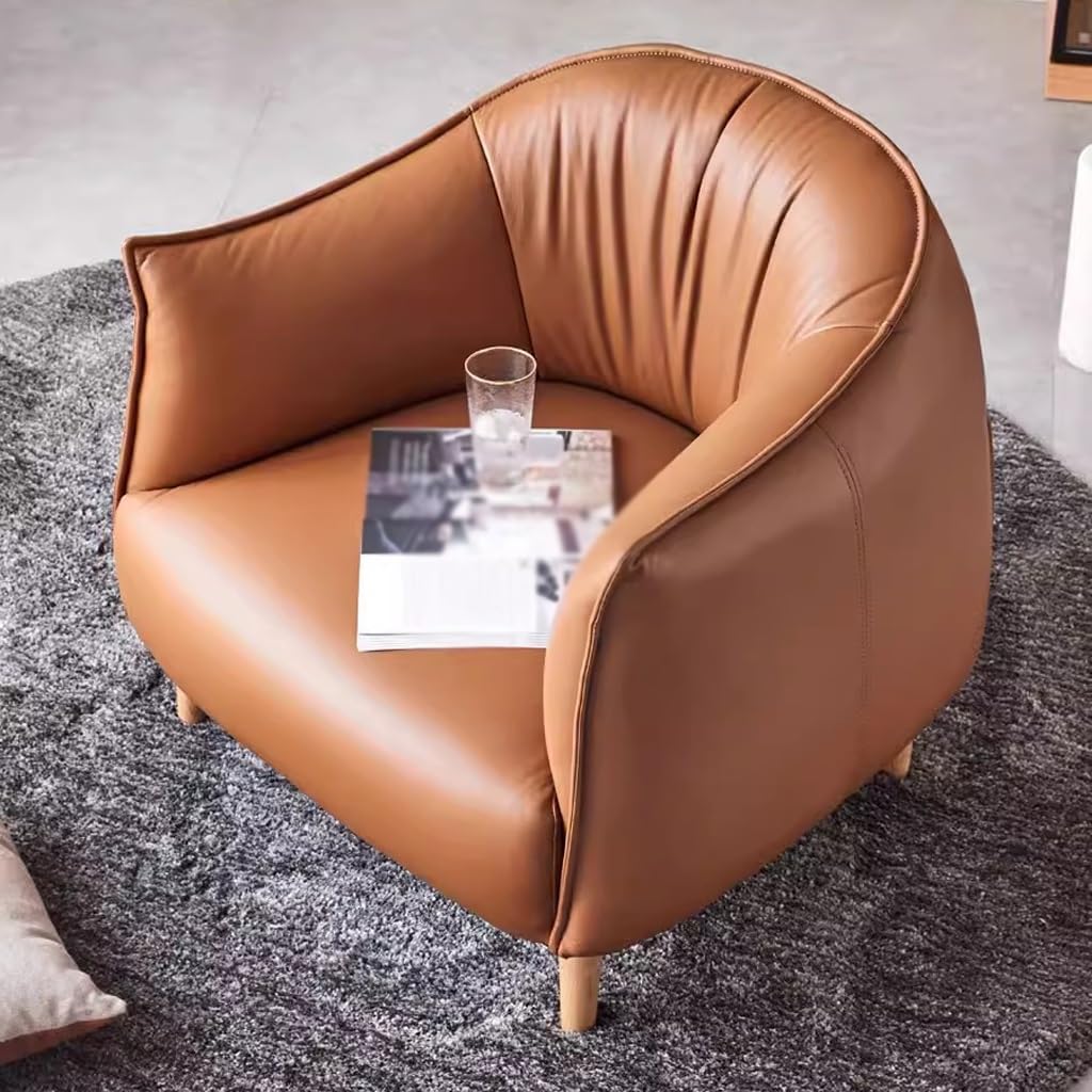 Leather Sofa Modern Minimalist Solid Wood Nordic Single Sofa a7