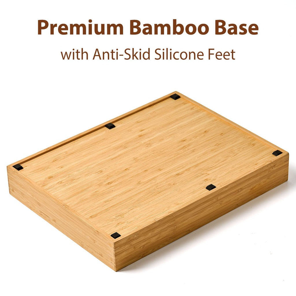 Bamboo Utensil Tray for Drawers, 7-Slot Deep Divider, Natural Wood A7