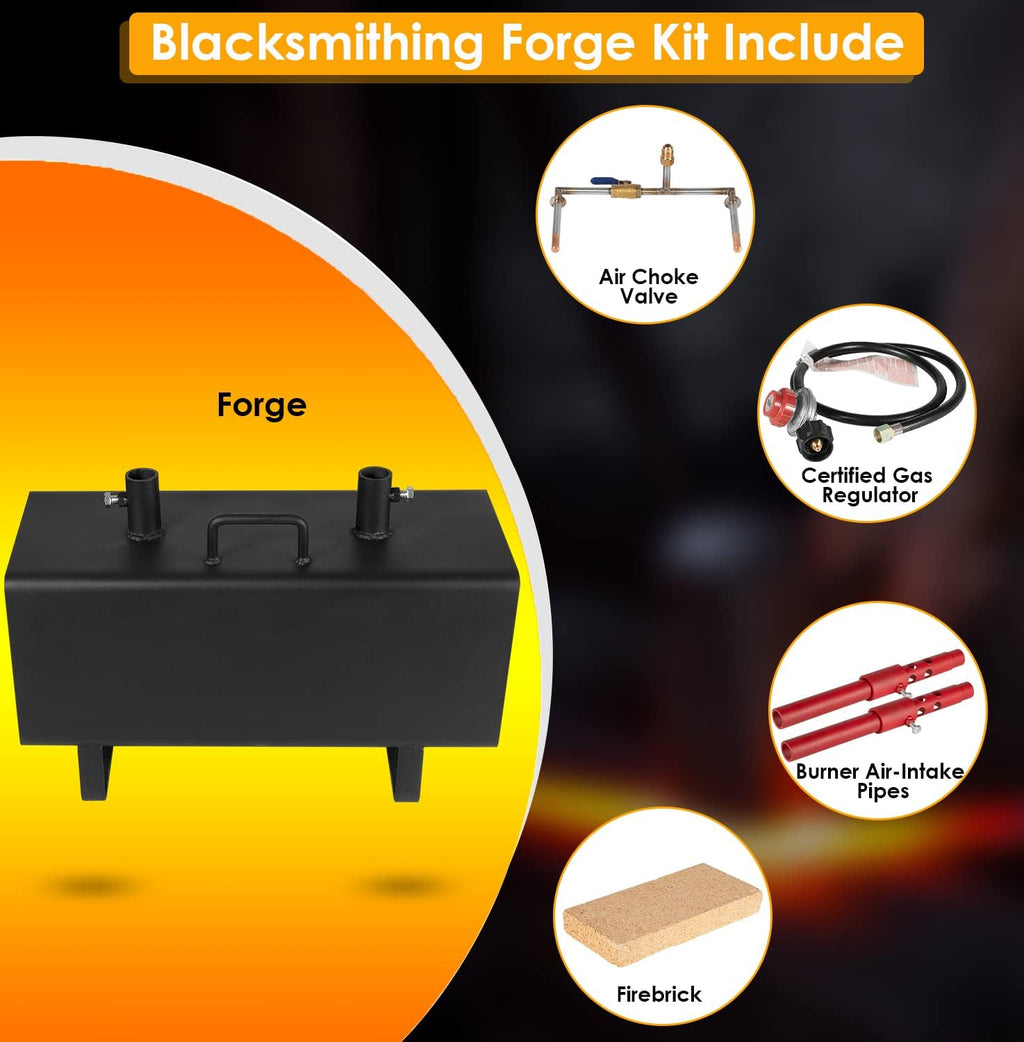 Propane Gas Forge Portable Double Burner Blacksmithing Large Capacity q7