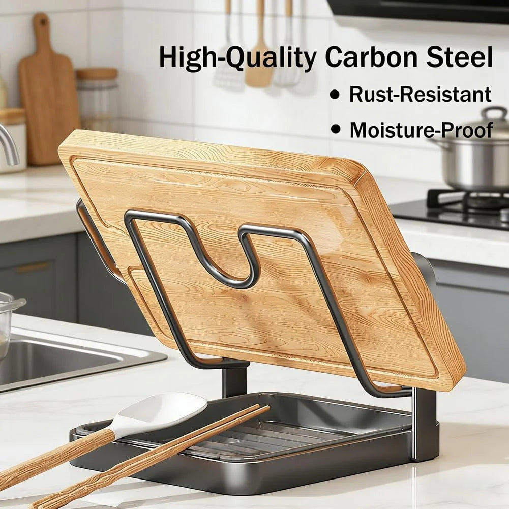 Stainless Steel Pot Lid Storage Rack with Drip Tray k7m