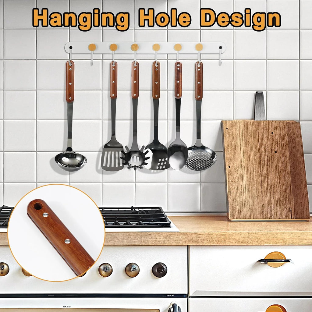 Stainless Steel Cooking Utensils Set 6 Piece Wooden Handle a7