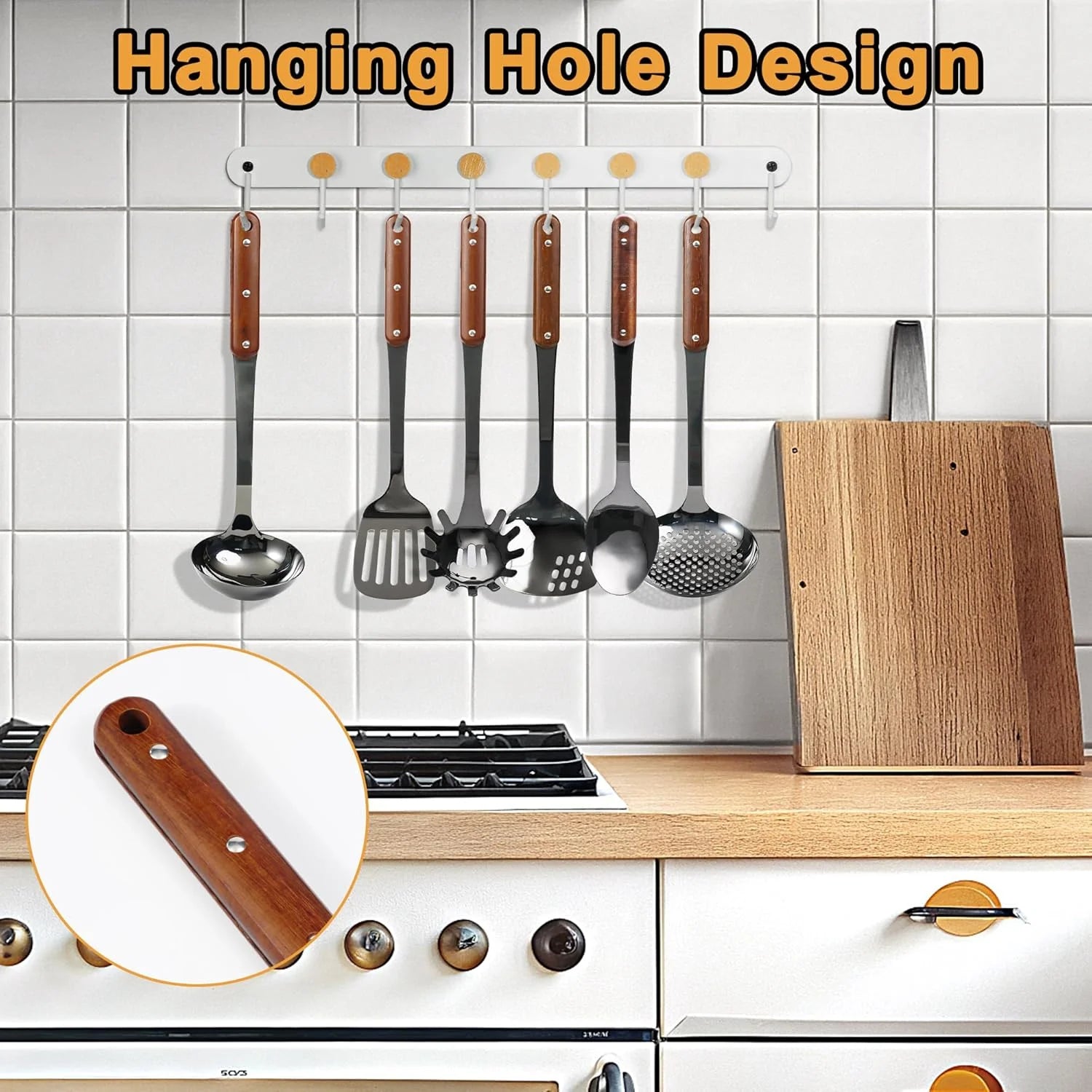 Stainless Steel Cooking Utensils Set 6 Piece Wooden Handle a7