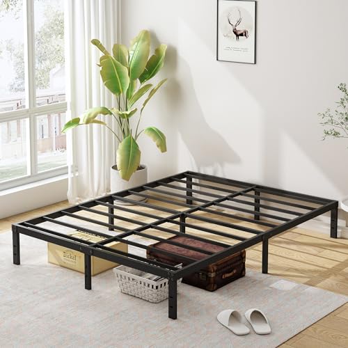 Metal Bed Frame Heavy Duty Steel Slat Mattress Foundation Black k7