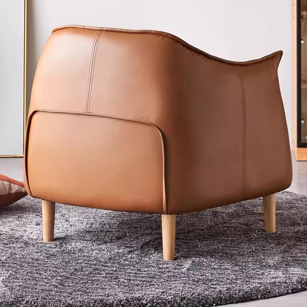 Leather Sofa Modern Minimalist Solid Wood Nordic Single Sofa a7