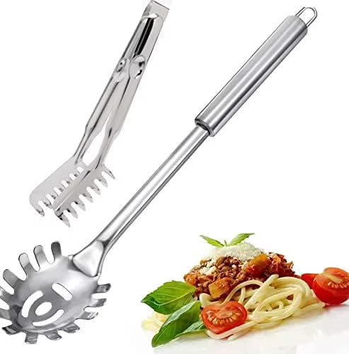2-Piece Spaghetti Set, Stainless Steel Pasta  &amp; Tongs, Heat Resistant, 12 Inch