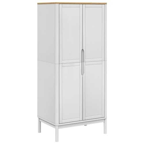 Wooden Wardrobe Closet with Doors and Storage Cabinet, Brown 30.3x20.9x67.3 in q7