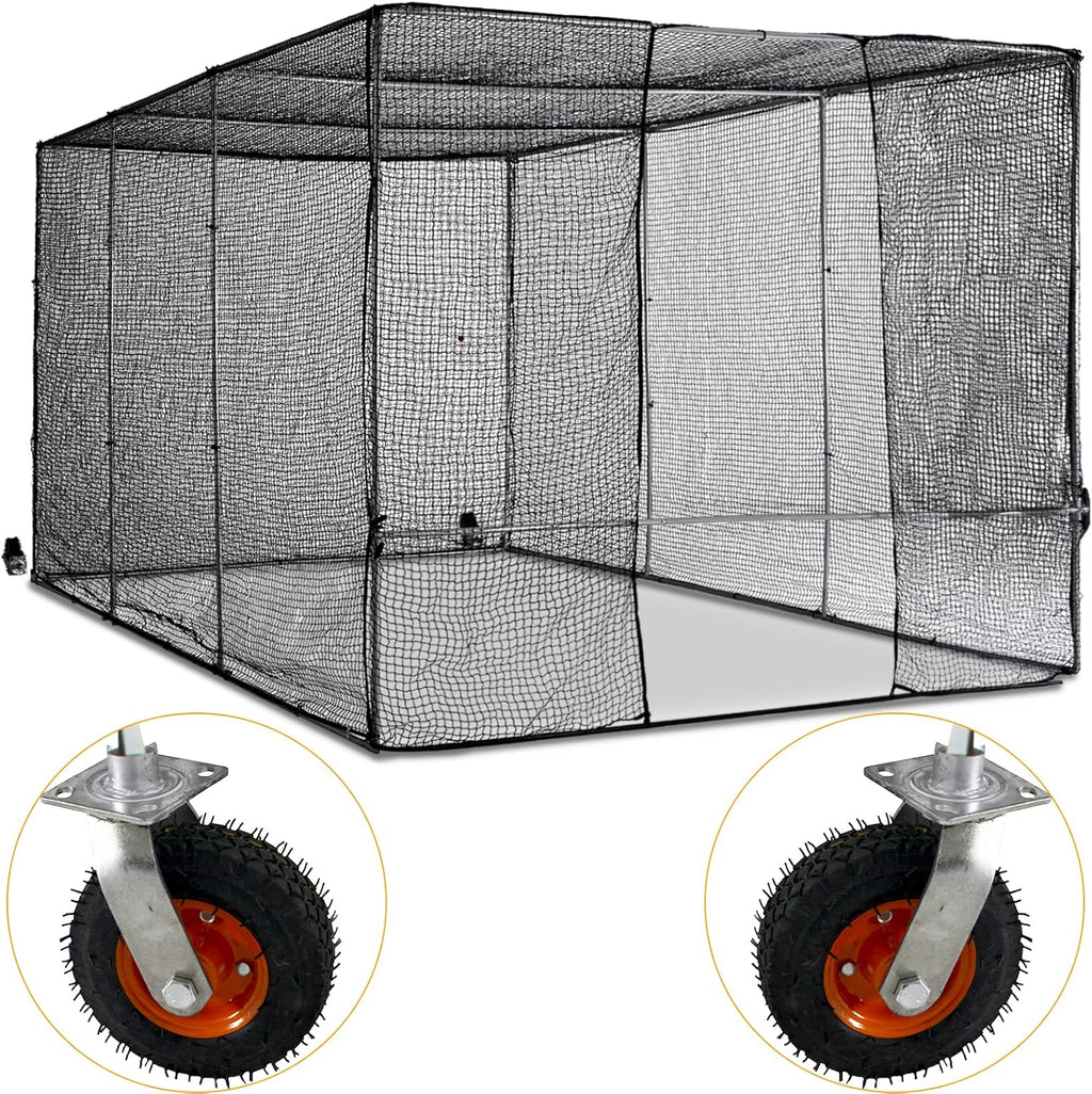Batting cage with wheels for backyard 16x10x8ft a7